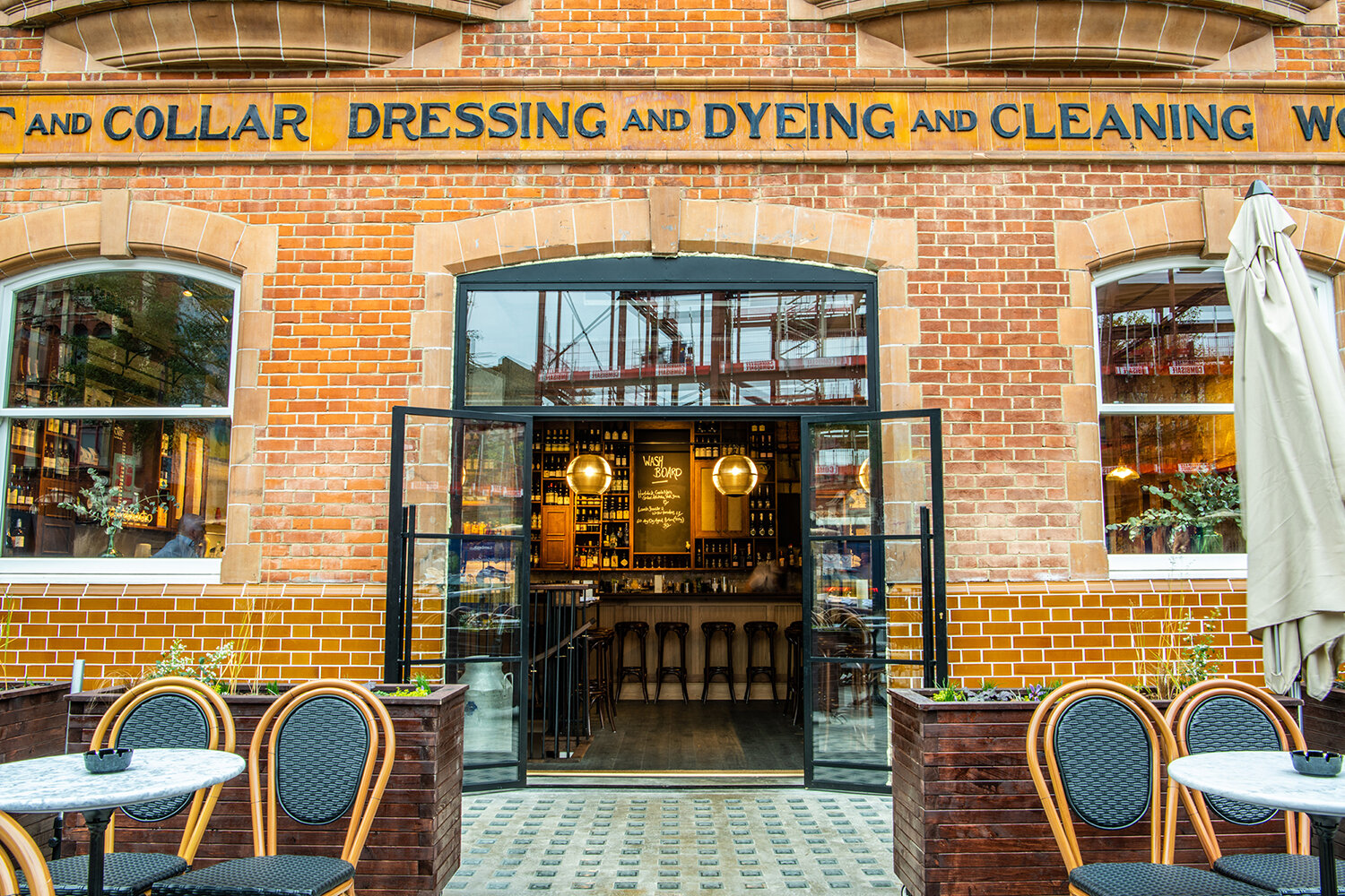 All-day bar-bistro The Laudry Brixton facade, featuring former Edwardian laundry, Interior design made by 3Stories